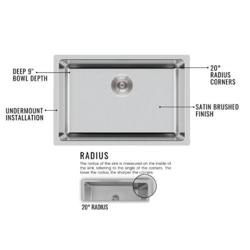 Detail PL-VR4060 R20 Stainless Steel Undermount Kitchen Sink