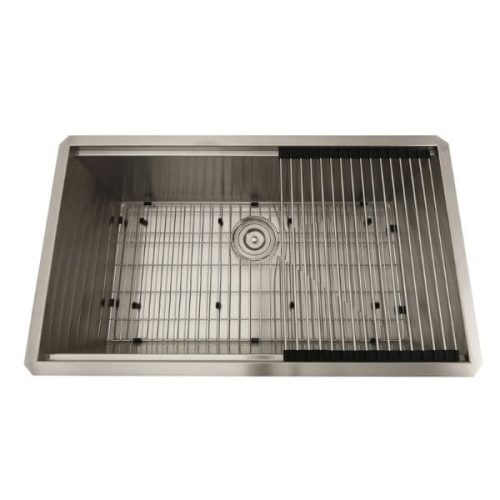 Gallery view 33″ Workstation Ledge Stainless Steel Sink with workstation sink layout and stainless steel finish