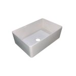 Angled view showing PL-FC3020WS Workstation Style Fireclay Sink with farmhouse front and workstation ledge