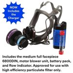 Detail view Powerflow Powered Air Purifying Respirator components