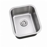 Angled view showing Small Single Bowl Kitchen Sink 18 Gauge basin and rim