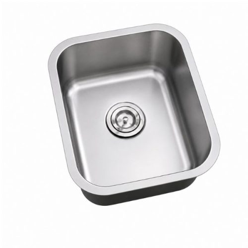 Angled view showing Small Single Bowl Kitchen Sink 18 Gauge basin and rim