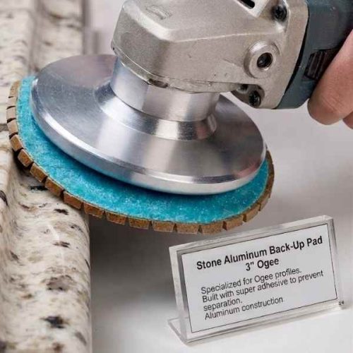 Stone Aluminum Back-Up Pad 3 Inch Ogee in use