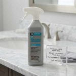 StoneTech Mold & Mildew Stain Remover for Natural Stone 24 oz Sprayer applied to a natural stone shower surface