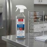 StoneTech Stainless Steel Cleaner 24 oz Sprayer applied to a stainless steel appliance