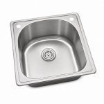Angled view showing Top Mount Single Bowl Sink 18 Gauge basin and rim