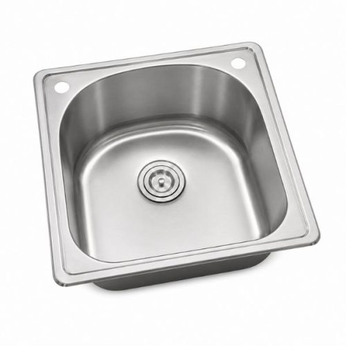 Angled view showing Top Mount Single Bowl Sink 18 Gauge basin and rim