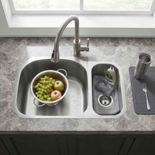 Undermount double bowl sink 18 gauge SIS-206 in use