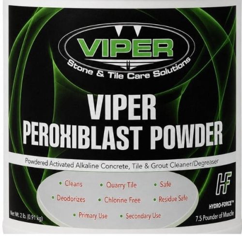 Close-up view Viper Peroxiblast container label and product packaging