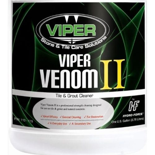 Close-up view Viper Venom II Tile & Grout Cleaner label and container detail
