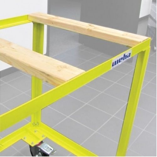 Detail view Weha 27 Wood Insert Fabrication Work Table frame and surface