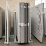 Weha Bison Slab Rack positioned for stone slab storage