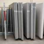 Weha Buffalo Slack Rack 60″ Tall Poles in use storing stone slabs