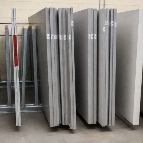 Weha Buffalo Slack Rack 60″ Tall Poles in use storing stone slabs