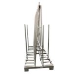 Side view showing Weha Extra Tall A-Frame Transport Cart Double Sided