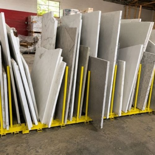Weha Heavy Duty Remnant Stone Rack positioned for stone storage