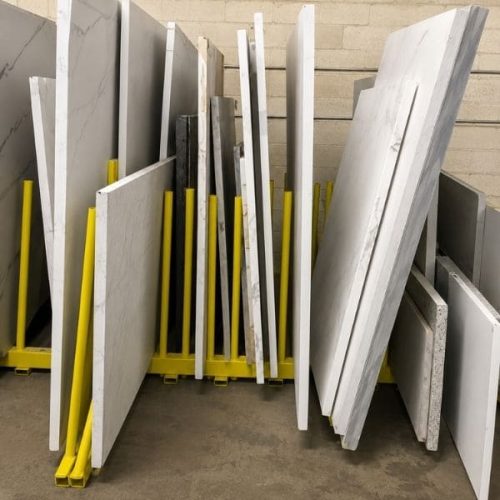 Weha Heavy Duty Remnant Stone Rack in use storing stone remnants