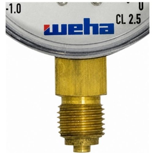 Close-up view Weha Pressure Gauge/Manometer dial and fitting