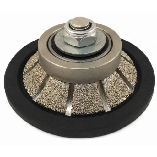 Angled view Weha Profiler Bevel Vac Brazed Router Bit with diamond bevel profile and guide body