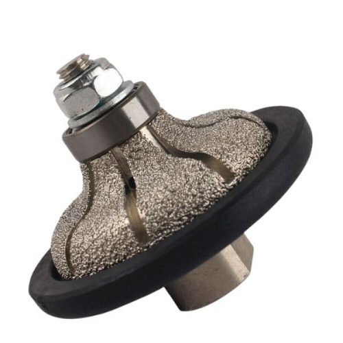 Angled view Weha Profiler Ogee Vac Brazed Router Bit with diamond profile edge and guide body