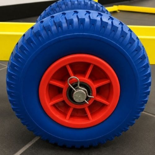 Close-up Weha Slab Dolly 4 Wheels wheel and frame section
