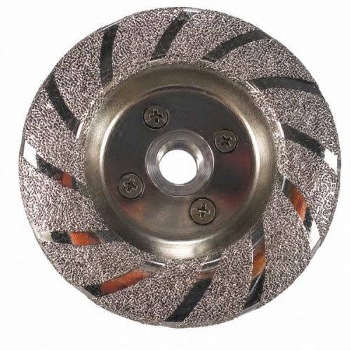 Front view Weha Vac Brazed Cupwheel with diamond abrasive rim and center mounting hole