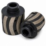 Angled view Weha 2 x 1⅝ Zero Tolerance Coarse Resin Filled drum wheel