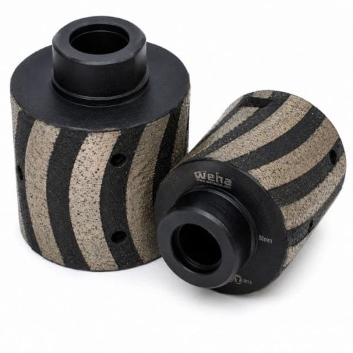 Angled view Weha 2 x 1⅝ Zero Tolerance Coarse Resin Filled drum wheel