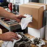 White polo rag wiping cloths in use