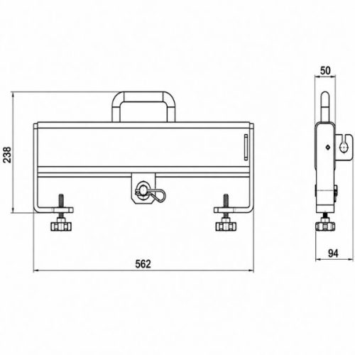 Aardwolf Double klift Attachment FHADF2 dimensional diagram