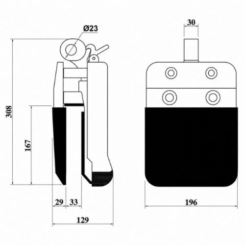 Aardwolf Lifter 30 Auto-Lock AL30A dimensions diagram labeled measurements