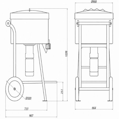 Aardwolf Mortar Mixer L111 dimensional diagram