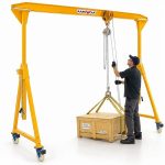 Aardwolf Portable Gantry Crane in use lifting slab material
