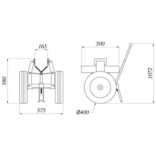 Aardwolf Self Locking Trolley SL-155 dimensions measurement labels