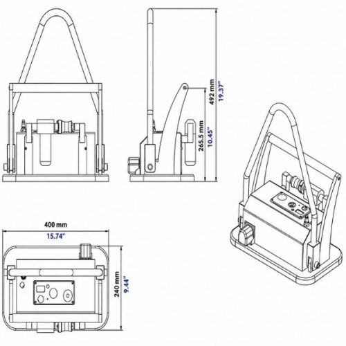 Aardwolf SPVL100 Small Pneumatic Vacuum Lifter dimensional diagram