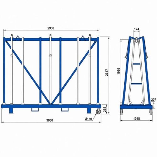 Aardwolf Transport Frame TF3050H dimensions measurement labels