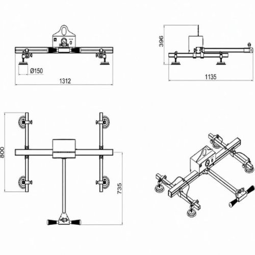 Aardwolf Vacuum Lifter AVLB4 dimensional diagram