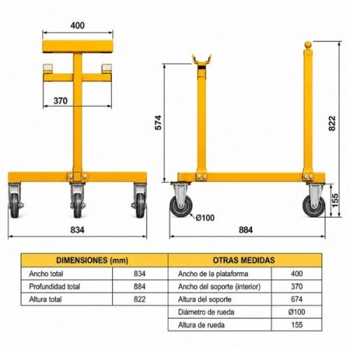 Aardwolf Vacuum Lifter Parking Station PSAVLP4 dimensional diagram