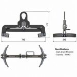 ADC-572 Aardwolf Drum Clamp dimensions diagram labeled measurements