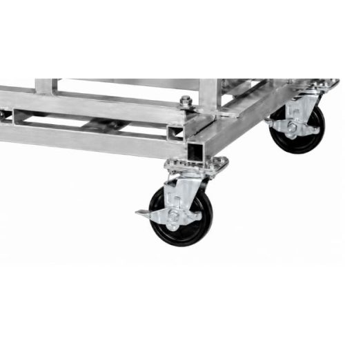 Close-up GROVES Heavy Duty Backsplash Cart shelves and frame details