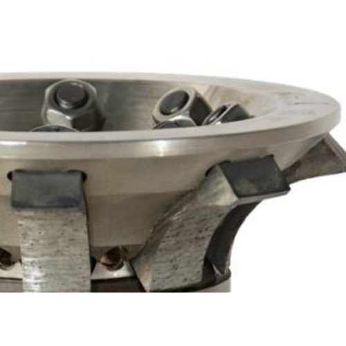 Close up OMA Full Bullnose V40 Sint Segmented Pos 1 profile wheel for marble, granite, quartz, and engineered stone