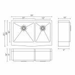 Pelican PL-HA128-R15 Stainless Steel Farmhouse Kitchen Sink dimensions
