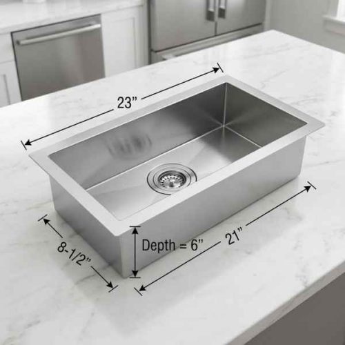 Small Single Bowl Sink 18 Gauge Zero Edge angle view