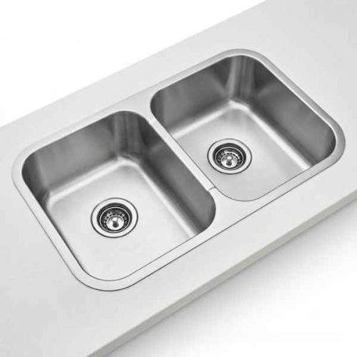 Undermount Double Equal Bowl Sink 18 Gauge angle view