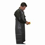 Worker wearing Weha Black Rubber Sleeve Protectors during wet fabrication work
