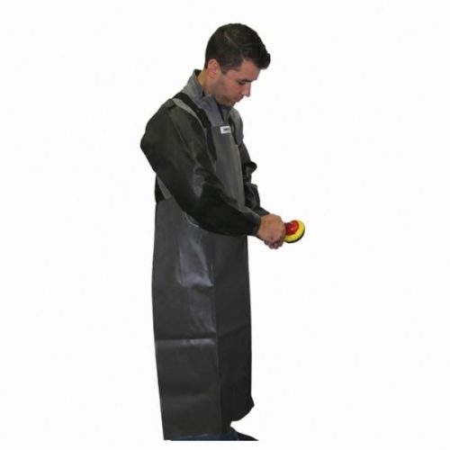 Worker wearing Weha Black Rubber Sleeve Protectors during wet fabrication work
