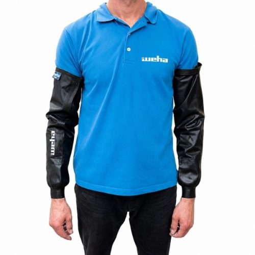 Worker wearing Weha Sleeve Protector during fabrication work