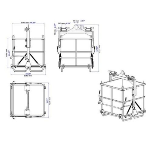 Aardwolf Drop Bottom Bin ADBB-2000 dimensions