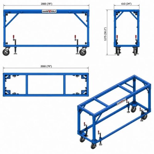 Aardwolf Premium Fabrication Table dimensions measurement labels