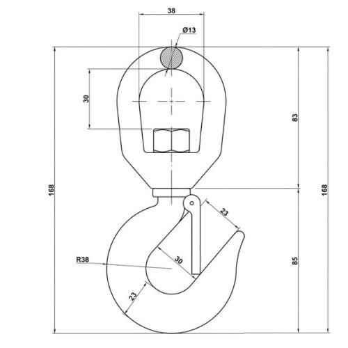 Aardwolf Swivel Hook 1.5T SH15T dimensions
